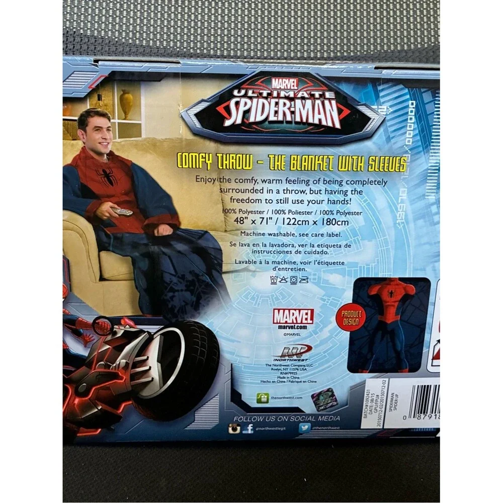 Marvel Spider-Man Adult Silk Touch Comfy Throw Blanket with Sleeves ONE SIZE NEW